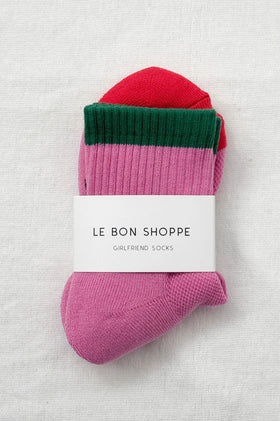 Le Bon Shoppe Color Block Girlfriend Socks - Rose Green