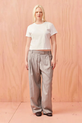 Ruby Rue Trouser - Grey Pinstripe