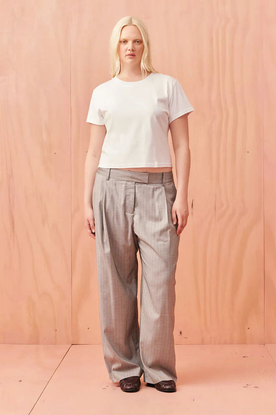 Ruby Rue Trouser - Grey Pinstripe