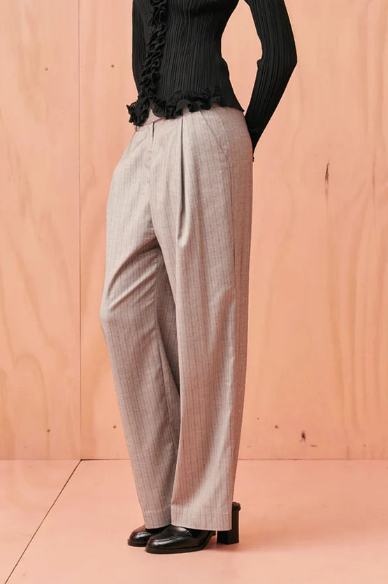 Ruby Rue Trouser - Grey Pinstripe
