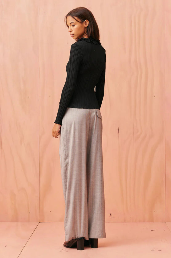 Ruby Rue Trouser - Grey Pinstripe