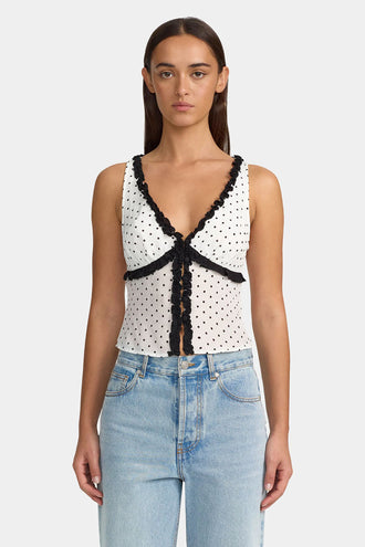 Ownley Sally Ruffle Cami - Polka Dot