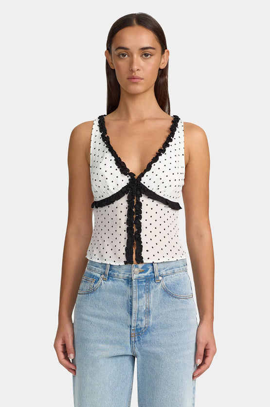Ownley Sally Ruffle Cami - Polka Dot