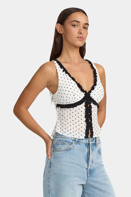 Ownley Sally Ruffle Cami - Polka Dot