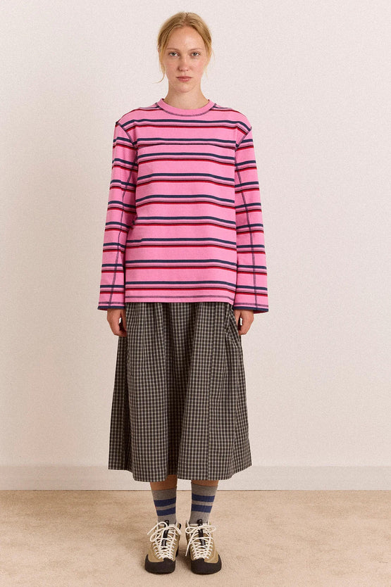 Damson Madder Samara Tee - Pink Stripe