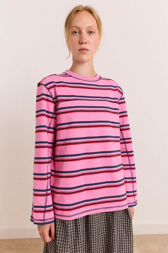 Damson Madder Samara Tee - Pink Stripe