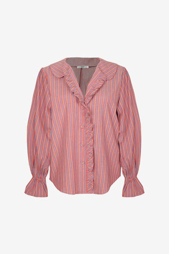 Ruby Sandler Ruffle Shirt - Firewhirl Blue