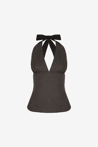 Ruby Sasha Halter Top - Charcoal