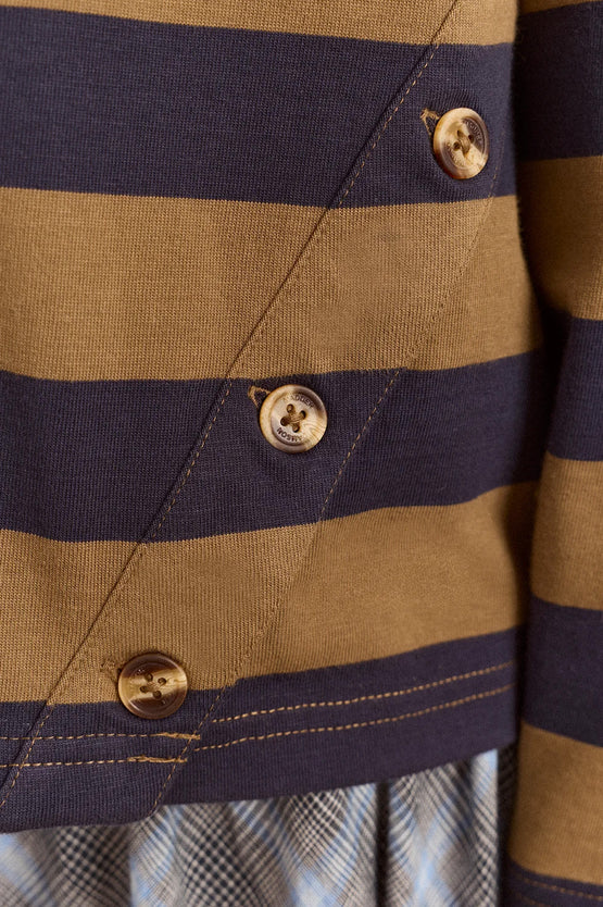 Damson Madder Scottie LS Tee – Olive Stripe