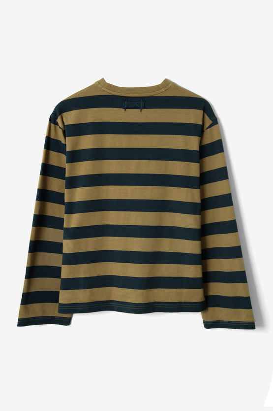 Damson Madder Scottie LS Tee – Olive Stripe