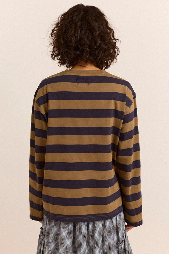 Damson Madder Scottie LS Tee – Olive Stripe