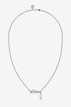 Stolen Girlfriends Club Sentimental Script Necklace - Silver