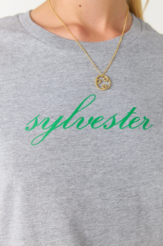 Sylvester Script T-Shirt - Grey Marle