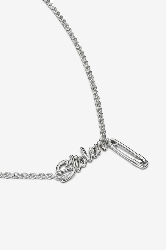 Stolen Girlfriends Club Sentimental Script Necklace - Silver