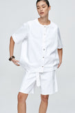 Marle Short Sleeve Seam Shirt  - Blanc