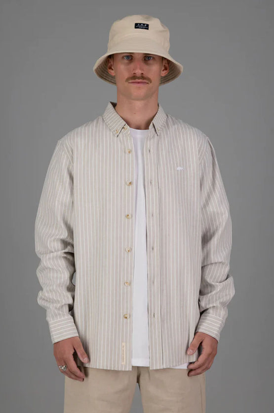 Just Another Fisherman Seaway Stripe Shirt - Brown/White