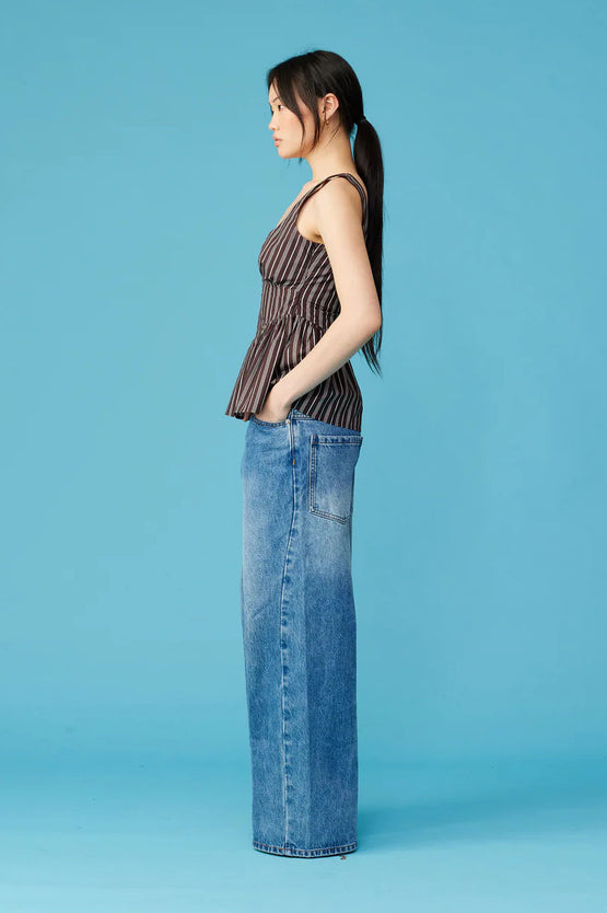 Ruby Selma Top - Brown Pinstripe
