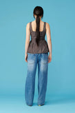 Ruby Selma Top - Brown Pinstripe