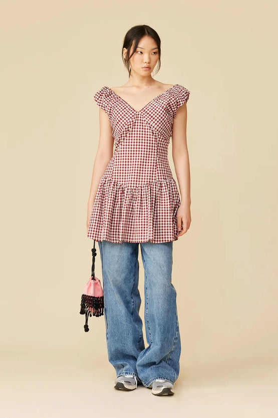 Ruby Selma Mini Dress - Merlot Gingham