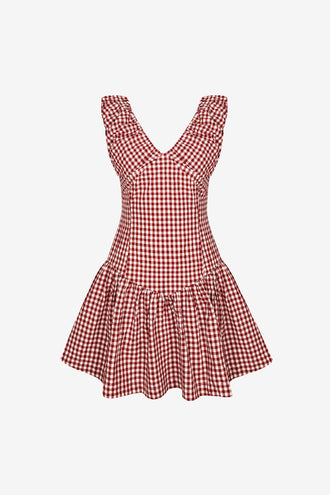 Ruby Selma Mini Dress - Merlot Gingham
