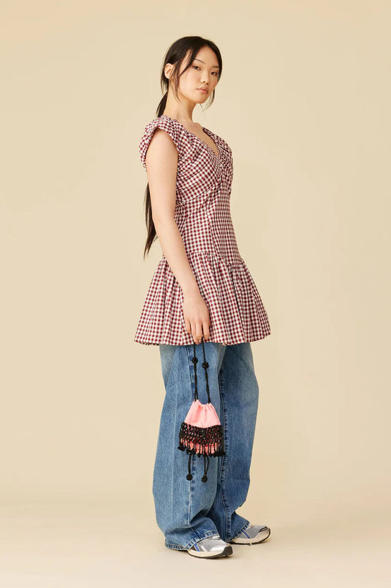 Ruby Selma Mini Dress - Merlot Gingham