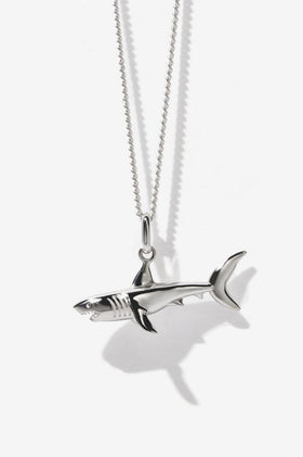 Meadowlark Shark Charm Necklace - Silver