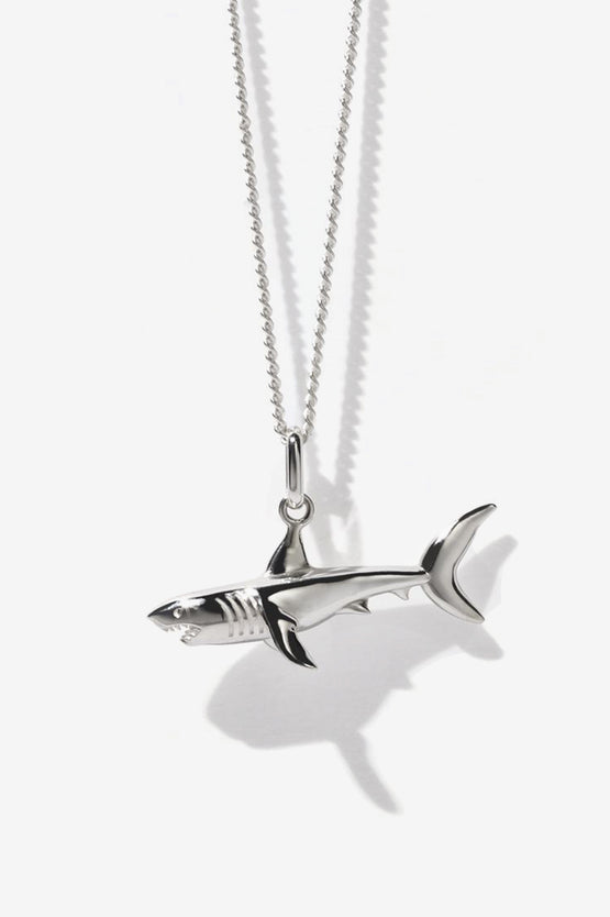 Meadowlark Shark Charm Necklace - Silver