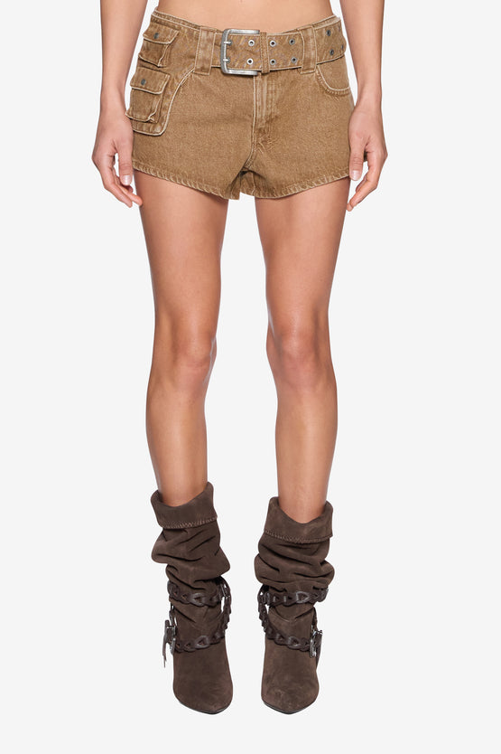 Ksubi Micro Short Belted Rider - Brown