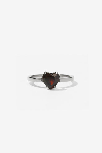Meadowlark Heart Jewel Ring - Silver Thai Garnet