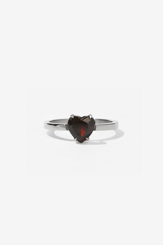 Meadowlark Heart Jewel Ring - Silver Thai Garnet