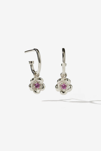 Meadowlark Posie Signature Hoops - Silver Pink Sapphire
