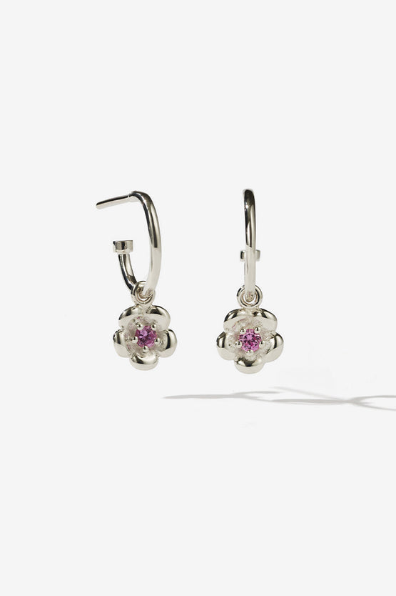 Meadowlark Posie Signature Hoops - Silver Pink Sapphire