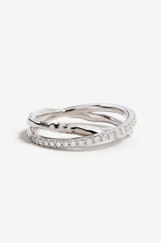 By Charlotte Entwined Hearts Ring - Silver