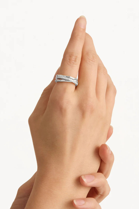 By Charlotte Entwined Hearts Ring - Silver