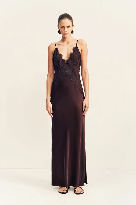 Shona Joy Simona Lace Maxi - Espresso