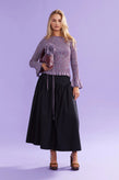 Ruby Sky Shirred LS - Blue Wine Gingham