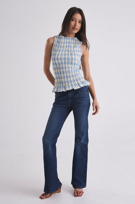 Gracious Luna Tank - Sky Gingham
