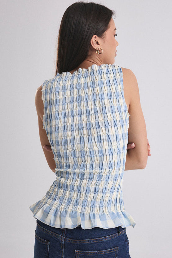 Gracious Luna Tank - Sky Gingham