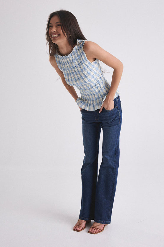 Gracious Luna Tank - Sky Gingham