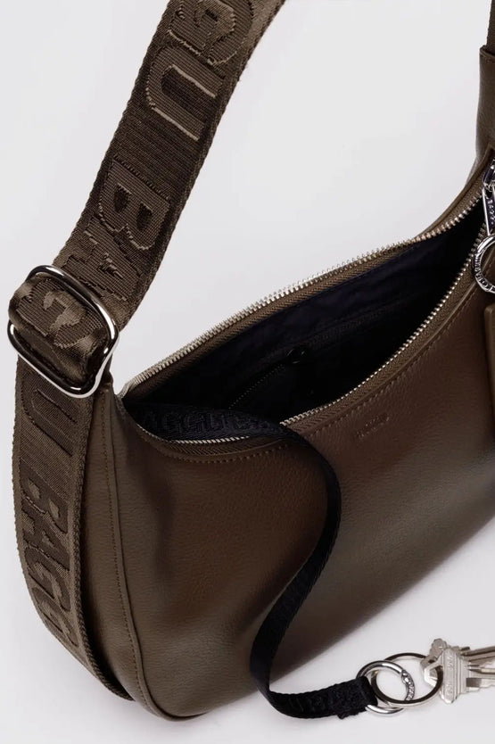 Baggu Small Recycled Leather Crescent Bag - Brown