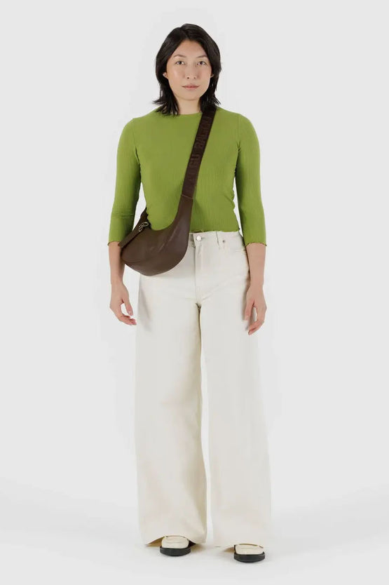 Baggu Small Recycled Leather Crescent Bag - Brown