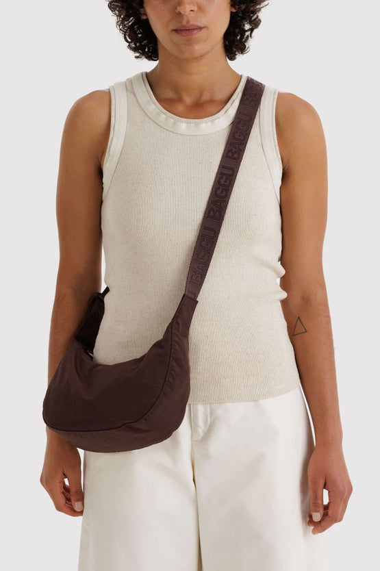 Baggu Small Nylon Crescent Bag - Coffee