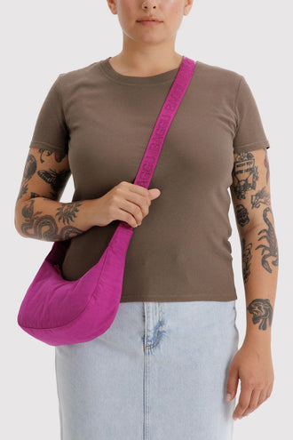 Baggu Small Nylon Crescent Bag - Deep Fuchsia