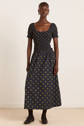 Damson Madder Malinda Smock Midi - Navy Olive