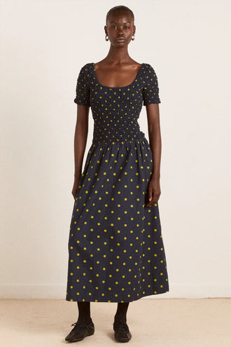 Damson Madder Malinda Smock Midi - Navy Olive