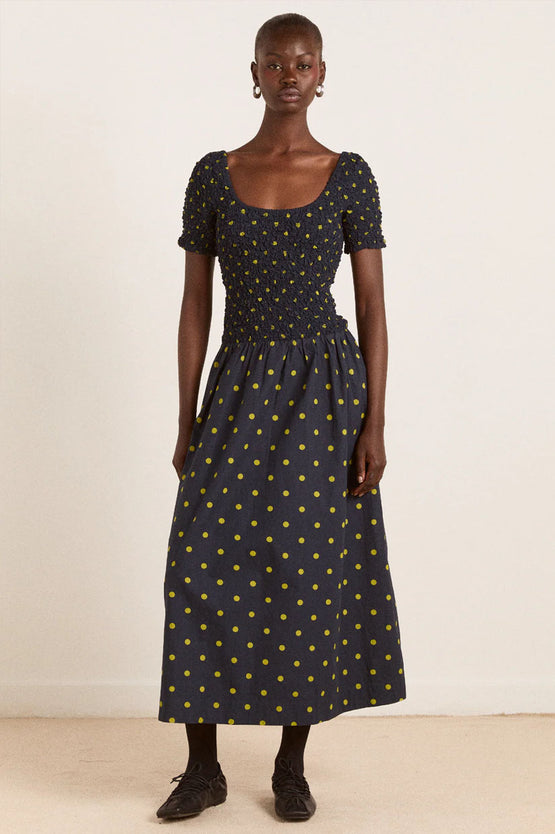 Damson Madder Malinda Smock Midi - Navy Olive