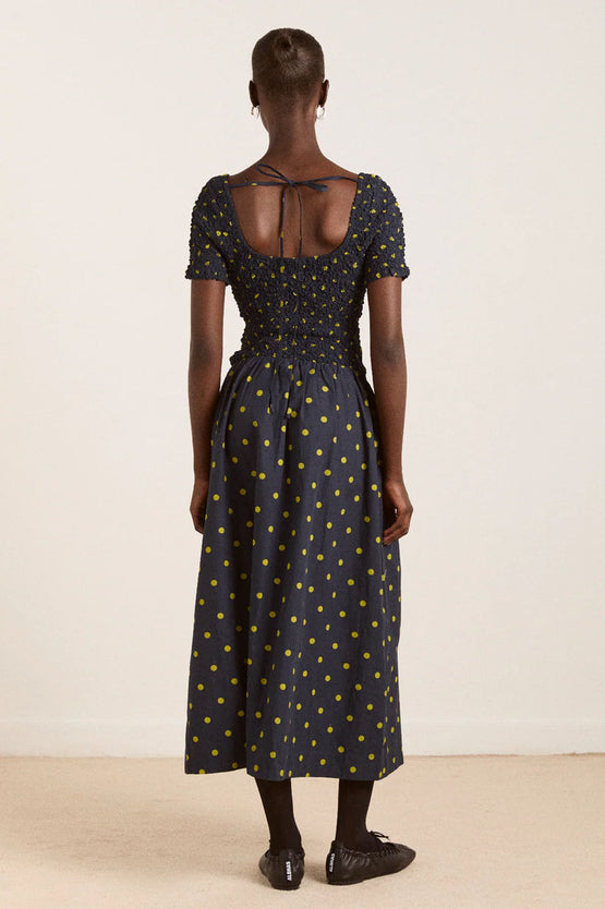Damson Madder Malinda Smock Midi - Navy Olive