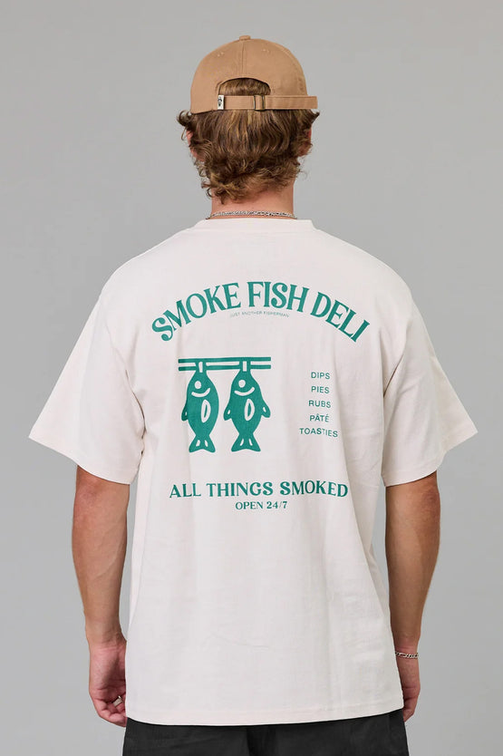 Just Another Fisherman Smoke Fish Deli Sea Tee - White