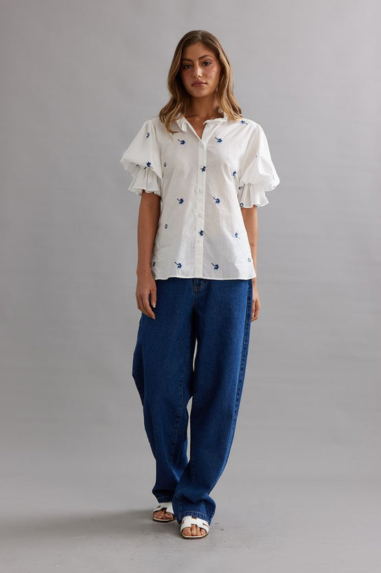 Caitlin Crisp Soho Blouse - Bluebell