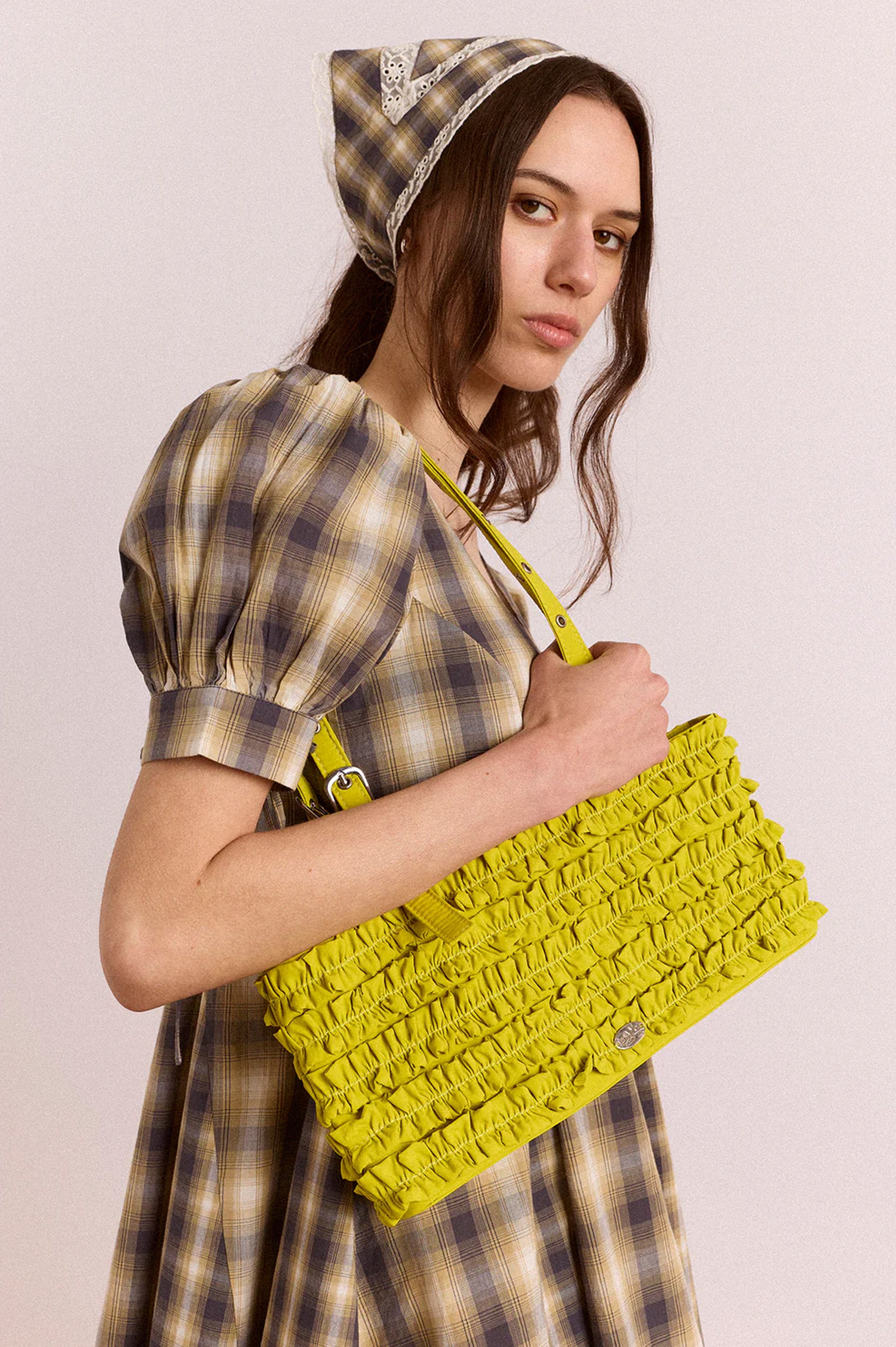 Damson Madder Sophie Ruffle Bag - Chartreuse